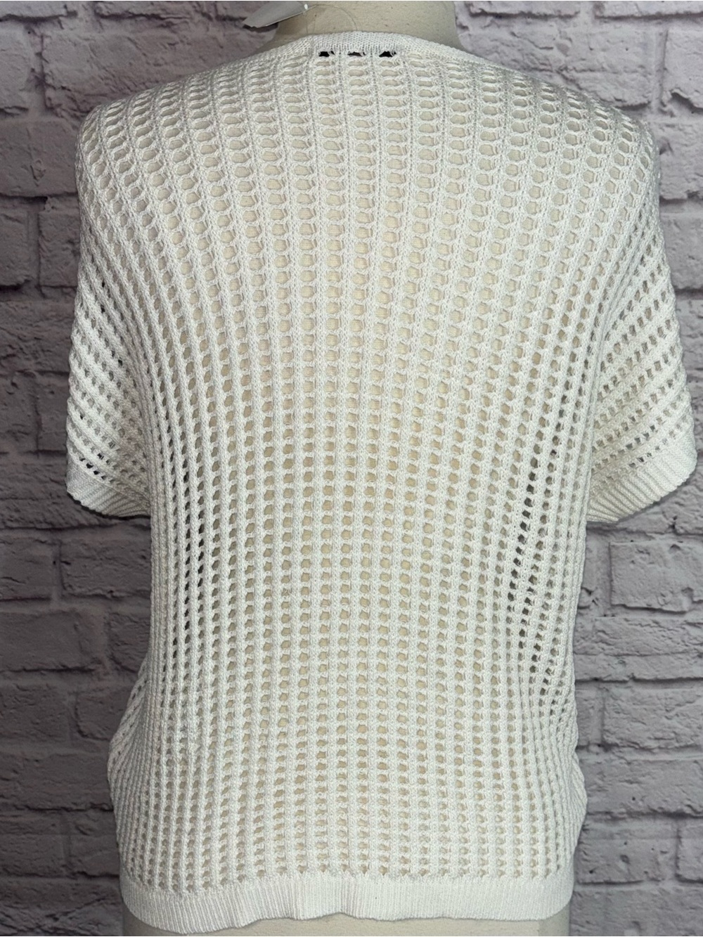 Zenana Boutique American Flag Open Weave Crochet Cap Sleeve Sweater Size M - Picture 6 of 10